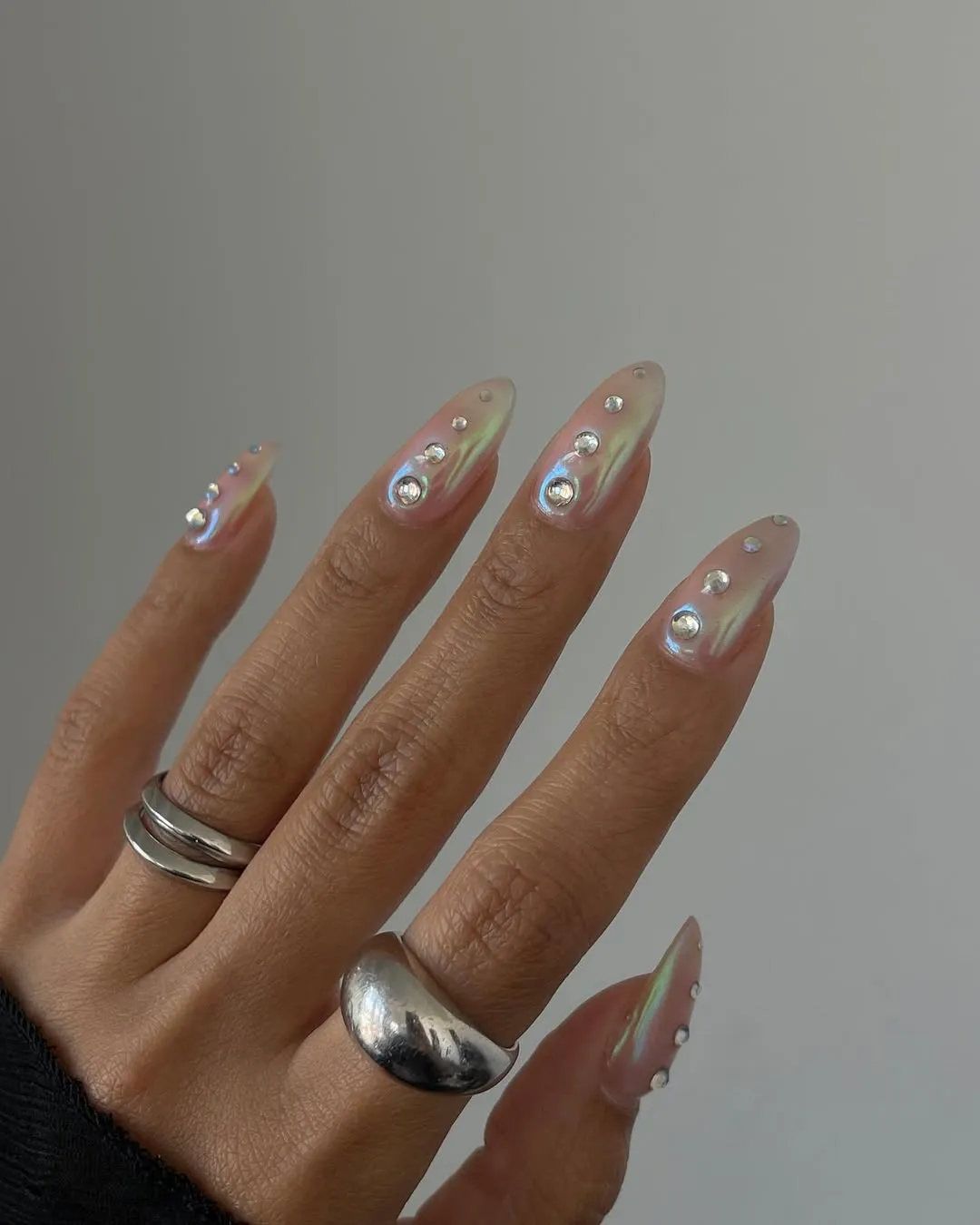 Iridescent Chrome with Gem-Encrusted 3D Details