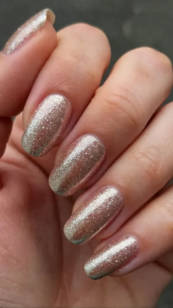 Chrome and Glitter Easter Nails