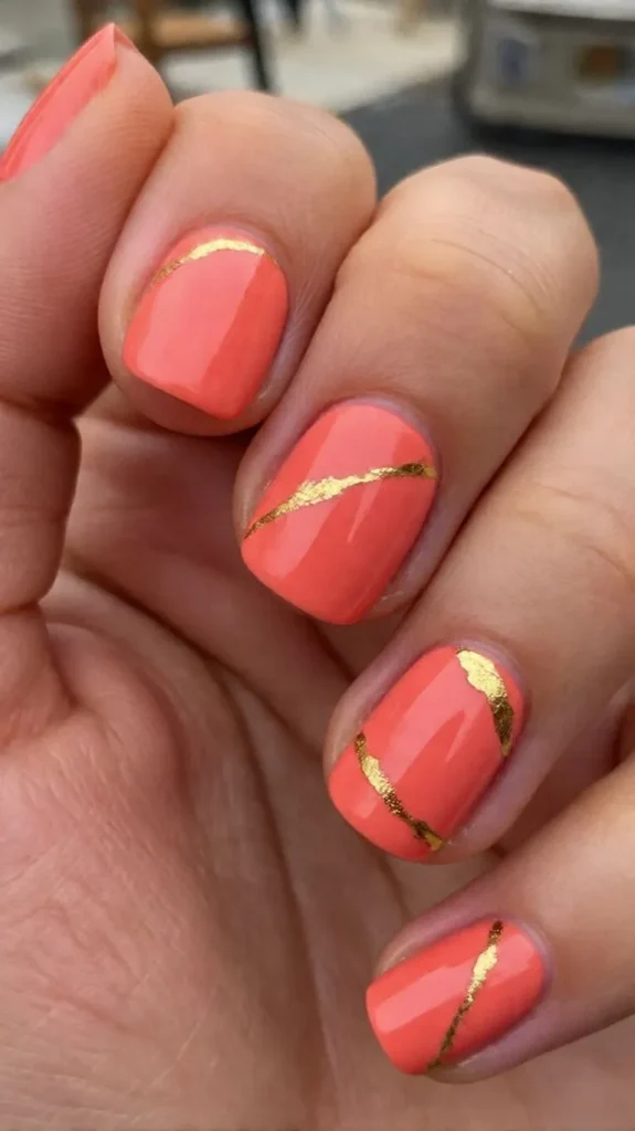 Coral and Gold Accents