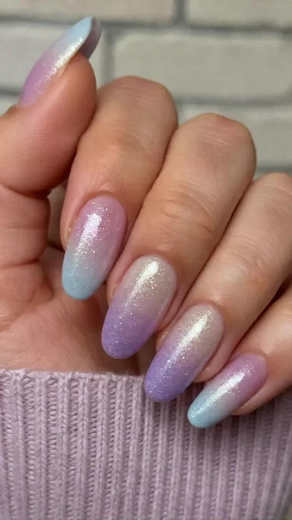 Pastel Glitter Gradient Nails