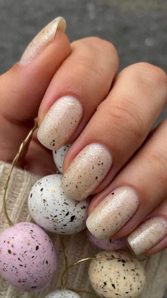 Speckled Easter Egg Glitter Nails