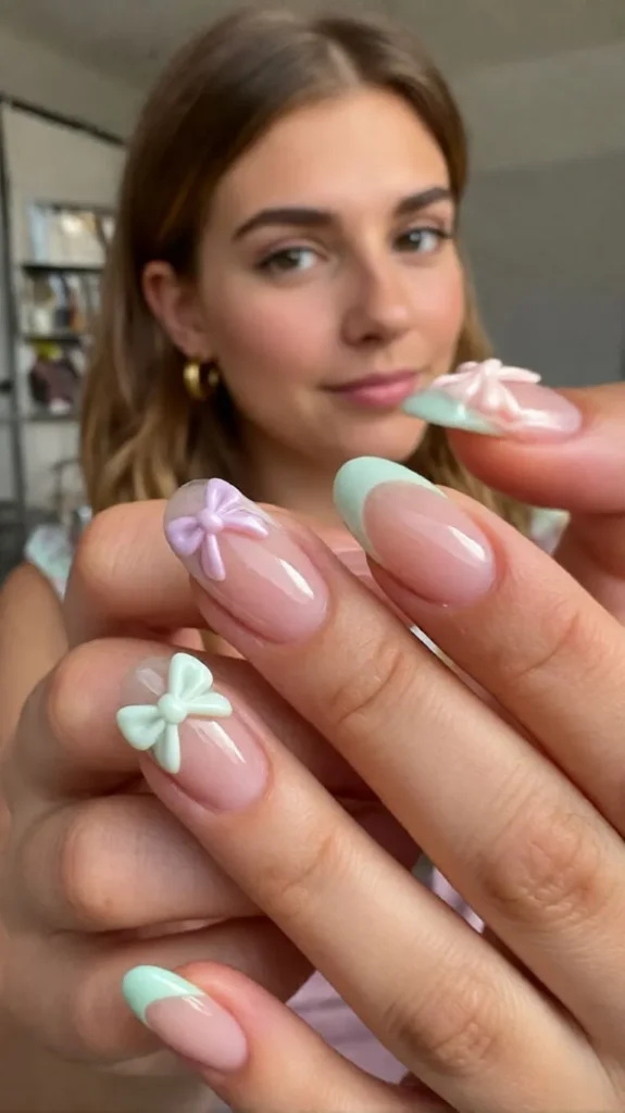 TikTok Trending: Bow Nail + Pastel Base