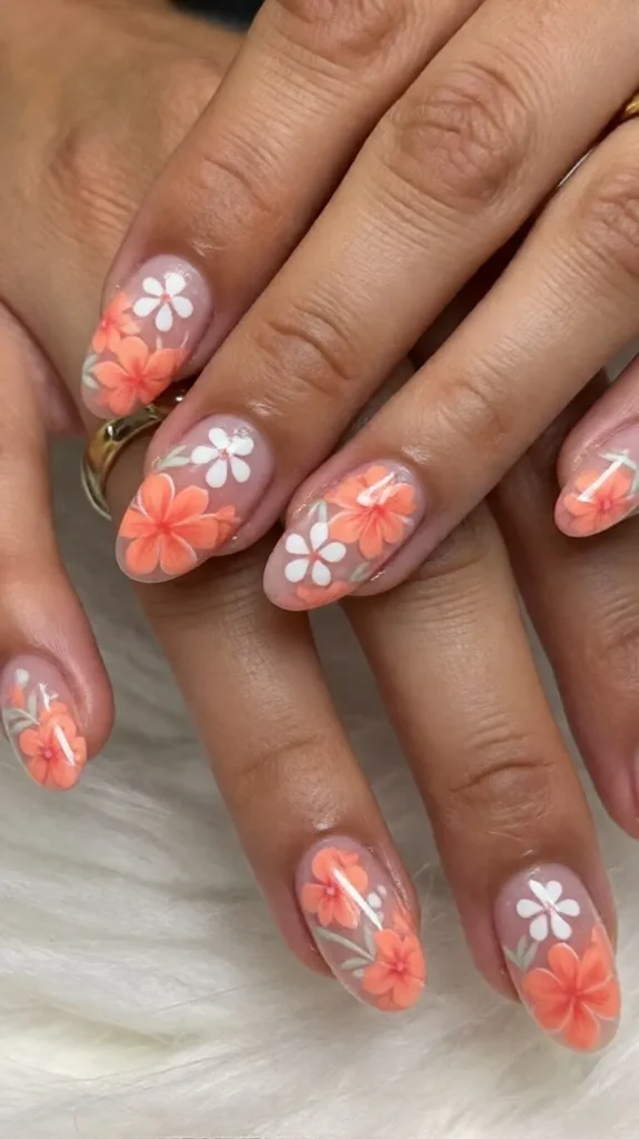 Tropical Floral Accent Nail