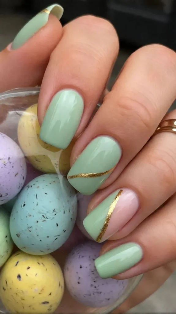 sage green easter nail